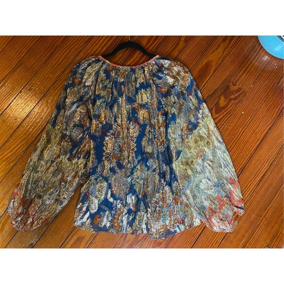 Anthropologie Verb Pallavi Singhee Stephania Shimmer Peasant Blouse XS, MP $188 - Picture 2 of 16